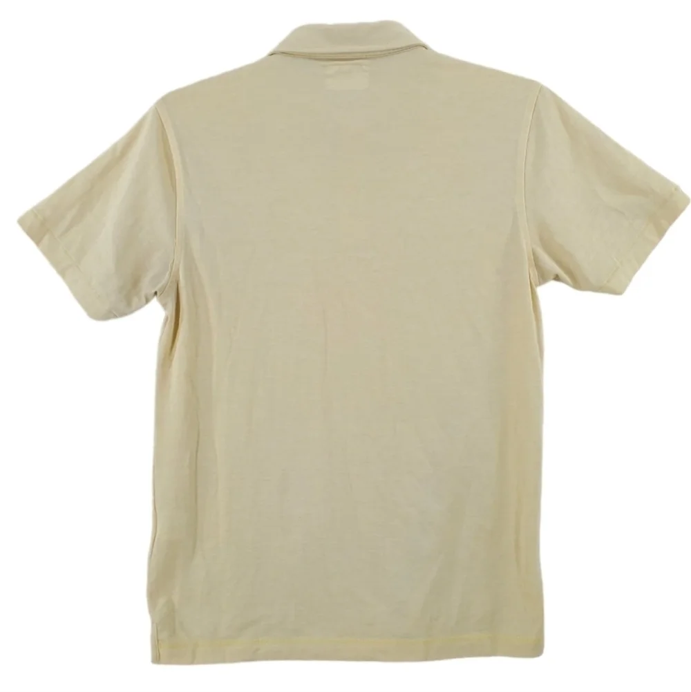 Linksoul Polo Shirt Mens S Yellow Short Sleeves Tempus Fugit Luxury Cotton - Picture 3 of 11